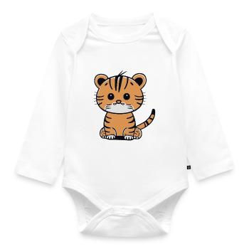 Mignon petit bébé tigre - Body Bébé bio manches longues - blanc - Devant