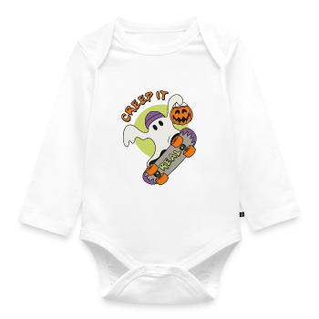 Creep It Real Halloween-Skater Geist skaten - Baby Bio-Langarm-Body - Weiß - Vorne