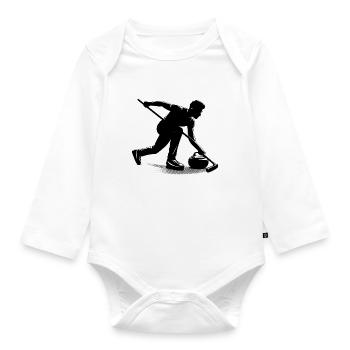 Curling Umriss - Baby Bio-Langarm-Body - Weiß - Vorne