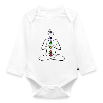 La méditation chakra. - Body Bébé bio manches longues - blanc - Devant