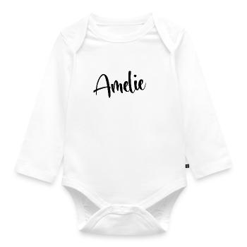 Name - Amelie - Baby Bio-Langarm-Body - Weiß - Vorne