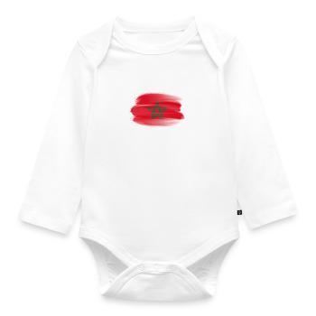 Vive le Maroc Drapeau Marocain étoile Football - Body Bébé bio manches longues - blanc - Devant