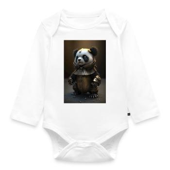 Panda Metal Cool Mechanic Iron Fantasy Animal Cute - Organic Longsleeve Baby Bodysuit - white - Front