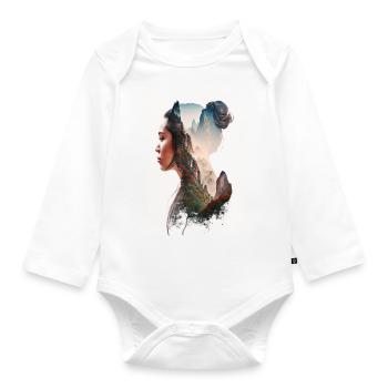 Zhangjiajie Berge Frau Profil China - Baby Bio-Langarm-Body - Weiß - Vorne