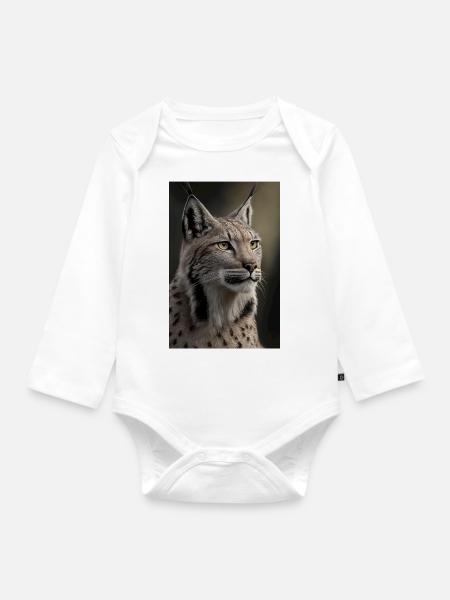 Luchs Wildkatze - Baby Bio-Langarm-Body - Weiß