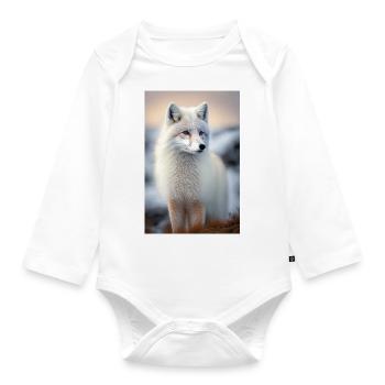 Arctic fox - Organic Longsleeve Baby Bodysuit - white - Front