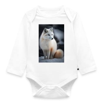 Arctic fox - Organic Longsleeve Baby Bodysuit - white - Front