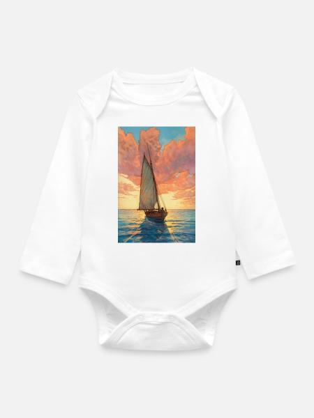 Segelboot Segeln Ocean - Baby Bio-Langarm-Body - Weiß