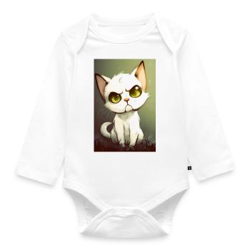 Drôle de chat - Body Bébé bio manches longues - blanc - Devant