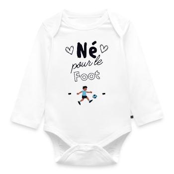 Né pour le foot - Body Bébé bio manches longues - blanc - Devant