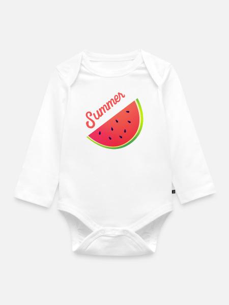 Summer Melon - Baby Bio-Langarm-Body - Weiß