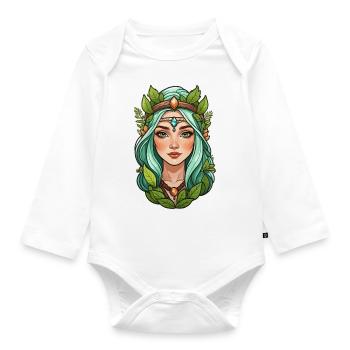 Druidin Druide Fantasy Illustration - Baby Bio-Langarm-Body - Weiß - Vorne