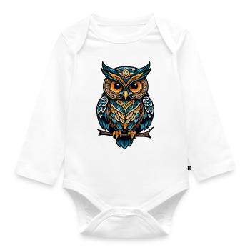 Eule Neo Traditional - Baby Bio-Langarm-Body - Weiß - Vorne