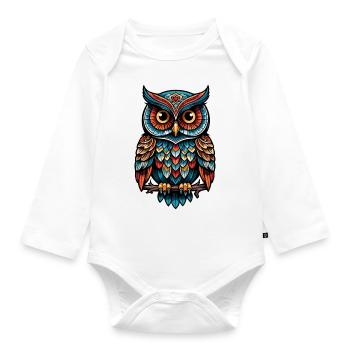 Eule Neo Traditional - Baby Bio-Langarm-Body - Weiß - Vorne