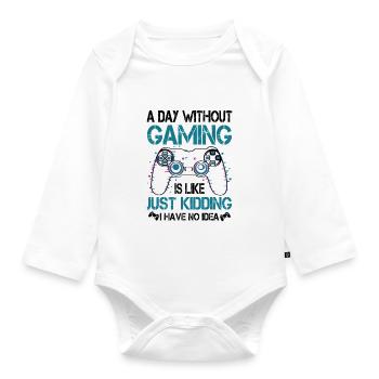 A Day Without Gaming - Organic Longsleeve Baby Bodysuit - white - Front