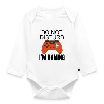 Do Not Disturb I'm Gaming - Organic Longsleeve Baby Bodysuit - white - Front