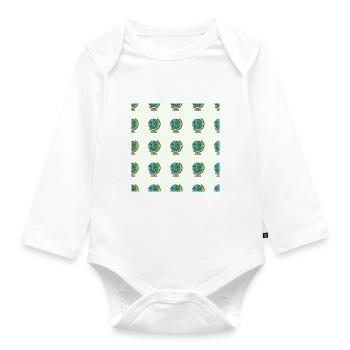 Globusmuster - Schulanfang 2022 / 2023 - Baby Bio-Langarm-Body - Weiß - Vorne