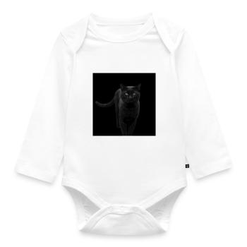 Black Cat Cat Black Cats Gift - Organic Longsleeve Baby Bodysuit - white - Front