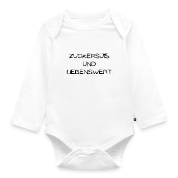 Zuckersüß und Liebenswert - Baby Bio-Langarm-Body - Weiß - Vorne