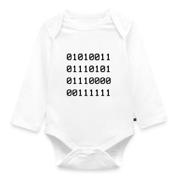 Sup drôle chemise binaire pour les nerds - Body Bébé bio manches longues - blanc - Devant