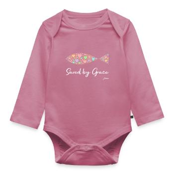 PDesign | Chrétien Saved by Grace Design - Body Bébé bio manches longues - mauve - Devant