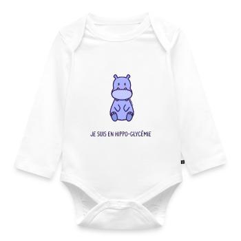 Hippopotamus - Ich bin in Nilpferd-Glykämie - Baby Bio-Langarm-Body - Weiß - Vorne