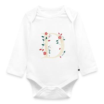 Letter D Monogram Retro - Organic Longsleeve Baby Bodysuit - white - Front