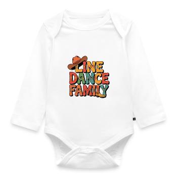 Danse en ligne en famille avec chapeau de cowboy et bottes - Body Bébé bio manches longues - blanc - Devant