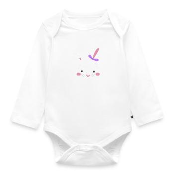 Häschen mit Schleife - Baby Bio-Langarm-Body - Weiß - Vorne