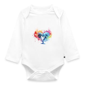 Beautiful dolphins - Organic Longsleeve Baby Bodysuit - white - Front