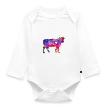Cow with heart - Organic Longsleeve Baby Bodysuit - white - Front
