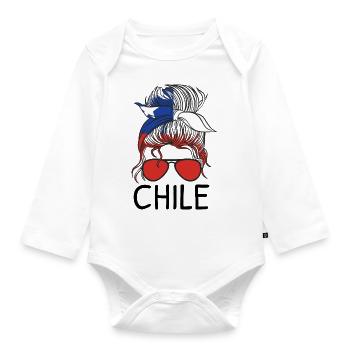 Chili Drapeau Amérique du Sud Drapeau chilien Vintage - Body Bébé bio manches longues - blanc - Devant