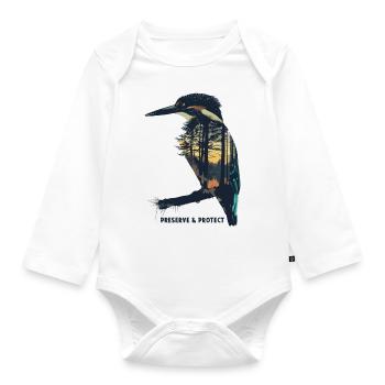 Préserver et protéger le martin-pêcheur - Body Bébé bio manches longues - blanc - Devant