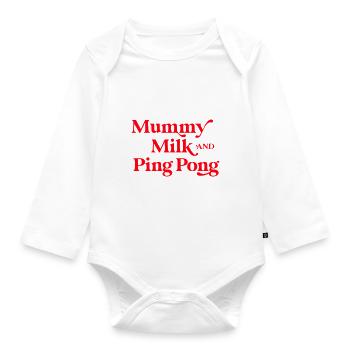 Tennis de table Chemise Bébé Disant Momie Lait Ping Pong - Body Bébé bio manches longues - blanc - Devant