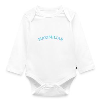 Maximilian my little boy - einzigartiges Design - Baby Bio-Langarm-Body - Weiß - Vorne