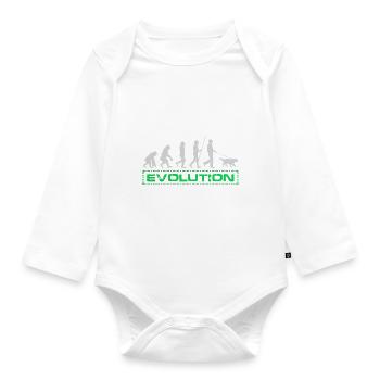 HUNDE EVOLUTION! Lustiges Hunde T-Shirt - Baby Bio-Langarm-Body - Weiß - Vorne