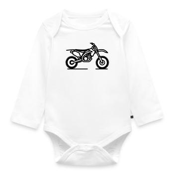 Minimalist Motocross Bike Silhouette - black - Organic Longsleeve Baby Bodysuit - white - Front