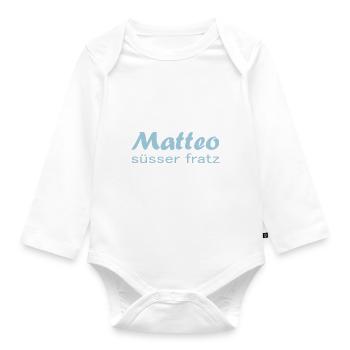 Matteo süsser fratz - cooles Motiv für dein Baby - Baby Bio-Langarm-Body - Weiß - Vorne