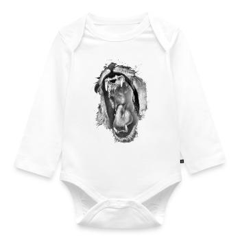 Lion cat lion wild cat animal - Organic Longsleeve Baby Bodysuit - white - Front
