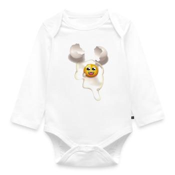 Oeufs au plat avec et coquille d’oeuf cassé - Body Bébé bio manches longues - blanc - Devant