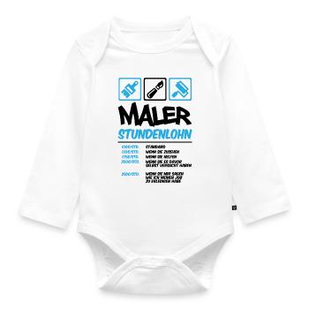 Maler Stundenlohn - Baby Bio-Langarm-Body - Weiß - Vorne