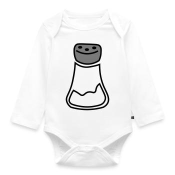 Geschenkidee Salzstreuer - Salz und Pfeffer - Baby Bio-Langarm-Body - Weiß - Vorne