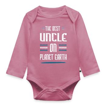 Best Uncle Saying - Organic Longsleeve Baby Bodysuit - mauve - Front