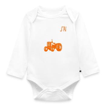 J'peux pas j'ai Tracteur - Body Bébé bio manches longues - blanc - Devant