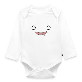visage kawaii, expression amusante - Body Bébé bio manches longues - blanc - Devant