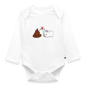 humour toilettes, cadeau wc drôle - Body Bébé bio manches longues - blanc - Devant