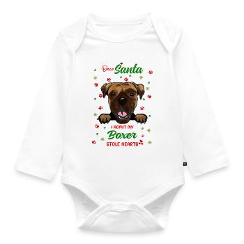 Boxer Hund Weihnachten Hunderasse - Baby Bio-Langarm-Body - Weiß - Vorne
