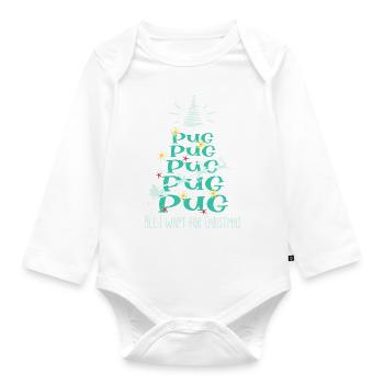 Mops Hund Weihnachten Hunderasse - Baby Bio-Langarm-Body - Weiß - Vorne