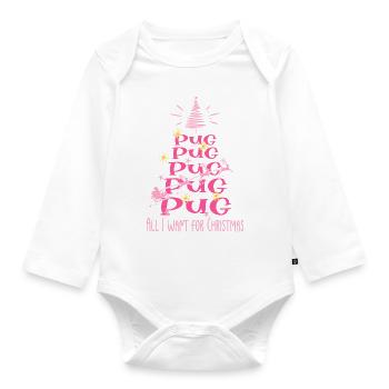Mops Hund Weihnachten Hunderasse - Baby Bio-Langarm-Body - Weiß - Vorne