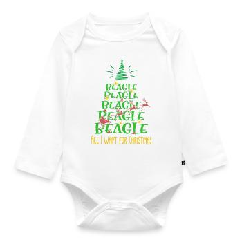 Beagle Hund Weihnachten Hunderasse - Baby Bio-Langarm-Body - Weiß - Vorne